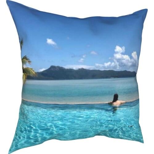 Beach Resort decorative cushion cover simple style 3D printing pillow cushion cover 45cm linen pillow cover culture