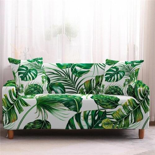 Tropical Leaves Printed Sofa Covers for Living Room Elastic Stretch Slipcover Sectional Corner Sofa Couch Covers 1/2/3/4-seater