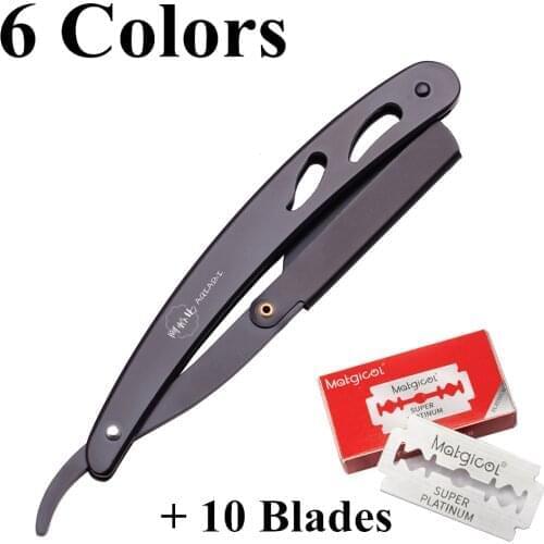 Professional Male Female Shaving Barber Tools Hair Cut Razor Folding Shaving Knife Stainless Steel razors 1Pcs + 10 Blades A6102