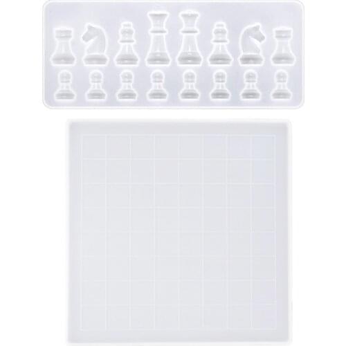 1 Set Chess+Checkerboard Silicone Mould DIY Crafts Making Tool Chess Board Crystal Epoxy Resin Mold