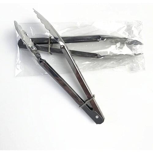 Wholesale Stainless Steel BBQ Tongs Lock Design Food Serving Vegetable Clip Barbecue Roasting Clamp Kitchen Cake Bread Gripper