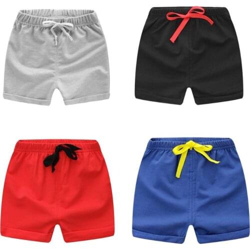 Children Shorts Cotton Boys Beach Sports Short Pants Summer Casual Drawstring Elastic Waist Clothing