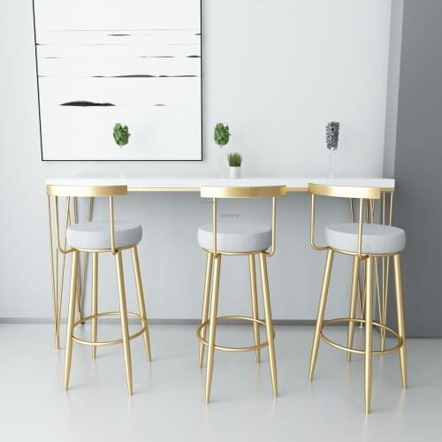 Nordic Simple Golden Bar Stool Chair Backrest High Stool Modern Bar Stool Front Restaurant Lounge Chair