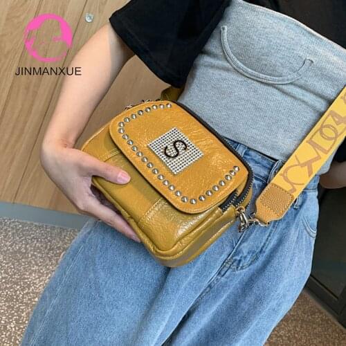 New Fashion Mini Handbags Casual Rivet Diamond Multi-Pocket Shoulder Messenger Bag Out Mobile Phone Coin Purse
