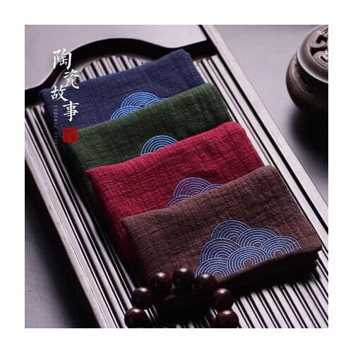 Thick Cotton And Linen Tea Towel Chinese Style Zen Tea Retro Kung Fu Teapot Cleaning Towel Desktop Tea Ceremony Accessory