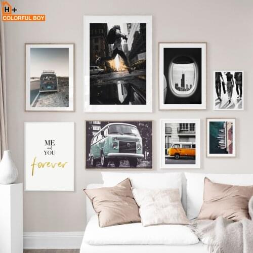 Vintage Van Surf Board Beach Landscape Nordic Posters And Prints Wall Art Print Canvas Painting Wall Pictures For Living Room