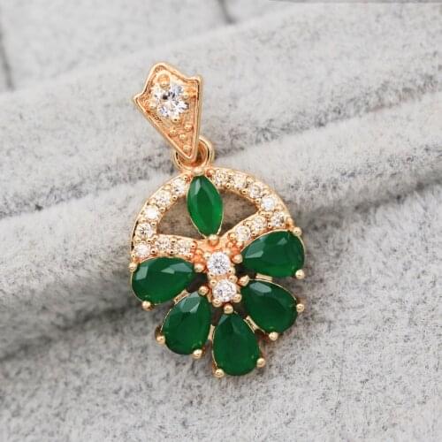 Trendy Pendant Gold Copper Plated Waterdrop Green Red Purple Zirconia For Women Fashion Jewelry Accessories Party Wedding Gift