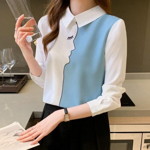 Women Blouses Chiffon 2021 Fashion Long Sleeve Turndown Collar Ladies Office Shirt Blouse Shirt Casual Tops Blusas Femininas