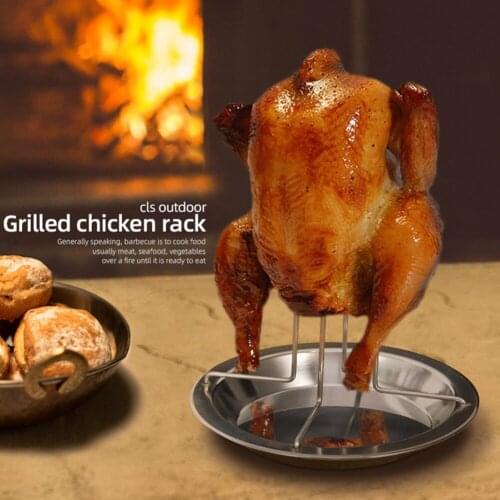 1set Chicken Roaster Rack Stainless Steel Vertical Chicken Rack Holder Whole Chicken Stand for Oven Grill BBQ Accessories Tools