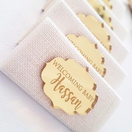 10Pcs Personalized Tags Chocolate Bars Favors Name Silver / Rose Gold Mirror Baby Shower Decor Wedding Favor Decorations