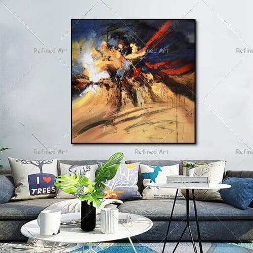 100% Handpainted By Professional Artist Abstract Landscape Oil Painting On Canvas Decoration Pictures Room Wall Gold Art