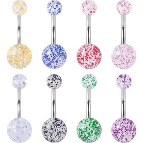 2pcs/set Fashion Belly Piercing Women Belly Button Rings Colorful Rose Gold New Steel Rhinestone Sexy Belly Navel Piercing