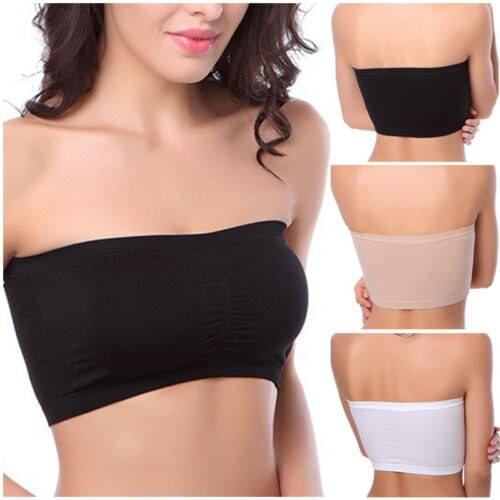 2020 Plus Size Women Seamless Strapless Bandeau Bra Tube Top Removable Pads Crop S-XXL