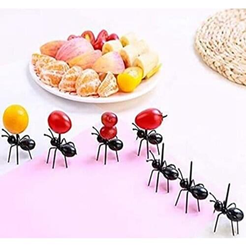 24 PCS Ant Toothpicks Fruit Dessert Fork Reusable Ant Food Pick Animal Appetizer Forks for Snack Cake Dessert Party Accessories