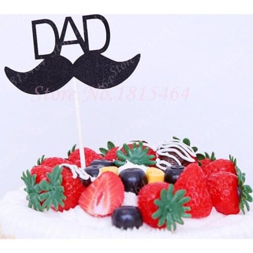 30pcs Glitter Father Mustache Glitter Cupcake Toppers Cake Picks Cake Decorations For Fathers Day Party Favors