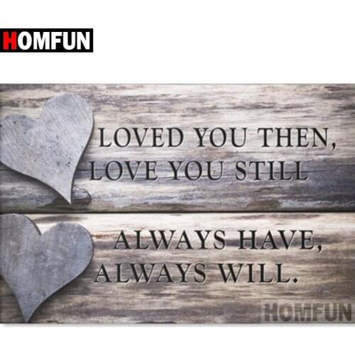 HOMFUN Full Square/Round Drill 5D DIY Diamond Painting "love you Text" 3D Diamond Embroidery Cross Stitch Home Decor A18536