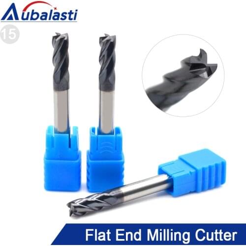 Aubalasti HRC45 4 Flutes Solid Carbide End Mill Milling Cutter CNC Router Bits Tools CNC Milling Cutter Bits for Metal Cutting