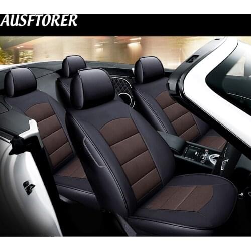 AUSFTORER Genuine Leather Covers Car Seats for Infiniti QX50 Accessories Seat Cover Set Leather Seat Cushion Supports 2013-2018