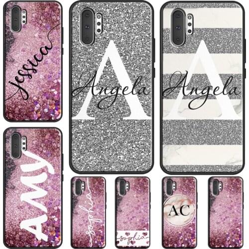 PERSONALISED Name GLITTER BLING Phone Case For Samsung Galaxy S21 Plus S20 FE S8 S10 S9 Plus Note 10 Note 20 Ultra Cover