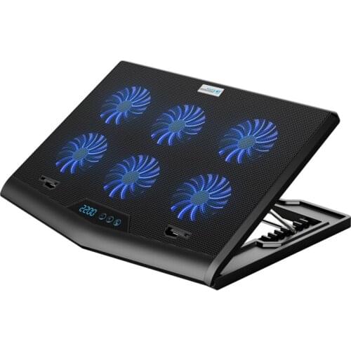Coolcold 7 Adjustable Heights Six High Speed Fans Strong Cooling Gaming Laptop Cooler with LED Screen