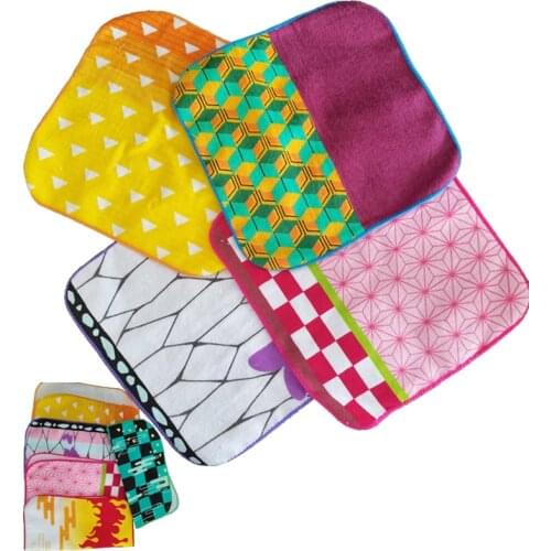 Demon Slayer Cartoons Children Handkerchief Student Absorbent Cotton Cute Square Scarf Face Towel Cosplay Halloween Gifts