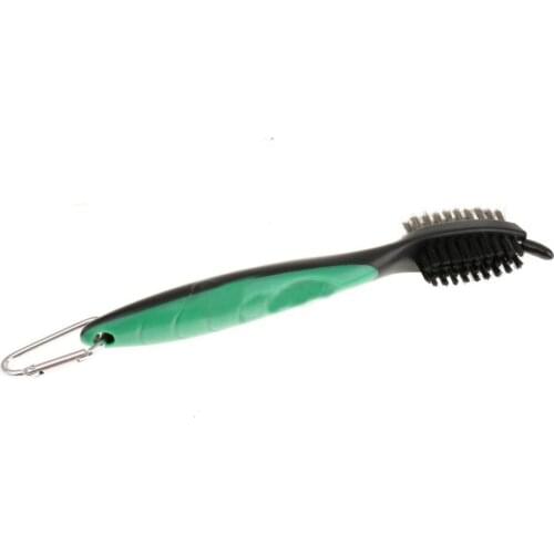 Double 2 Sided Nylon Golf Club Brush Groove Ball Cleaner Cleaning Kit Tool Green