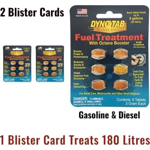 Dyno tab fuel treatment and octane booster for Gasoline & Diesel Carbon Cleaner dynotab Fuel Economy Save (2 Blister cards)