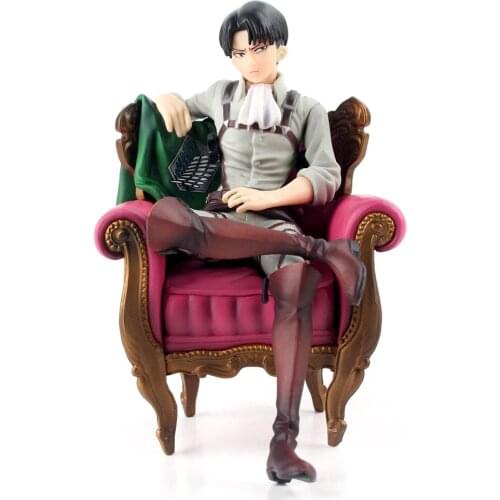 Attack On Titan Anime POP Captain Levi Ackerman Sitting Position Movie Scene 18cm PVC Action Figure Collectible Toy Figma Gift