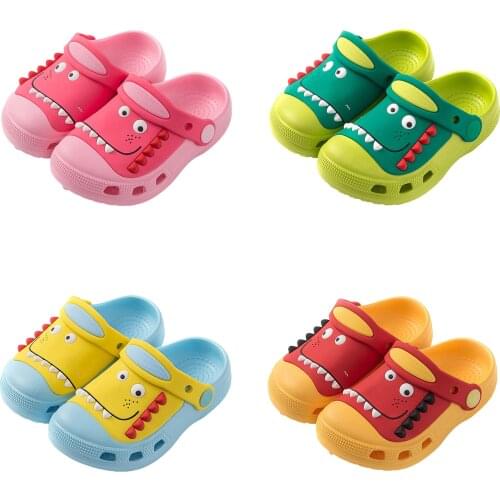 Summer Children Cartoon Dinosaur Print Sandals Shoes Baby Girls Boys Toddler Non-slip Kids Beach Shoes Casual Slippers 0-24M