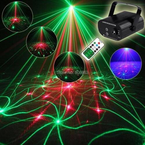 ESHINY Remote Mini R&G Laser 48 Patterns Projector Party Effect Light Blue Led Club Bar DJ Dance Holiday Home Disco Show T125D3