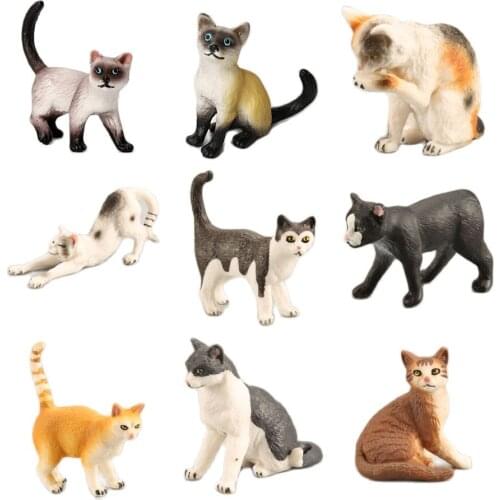 Miniature Farm Realistic Cat Figurines Toys Educational Animal Model Cat Figures Toy Set Decoration and Party Favors