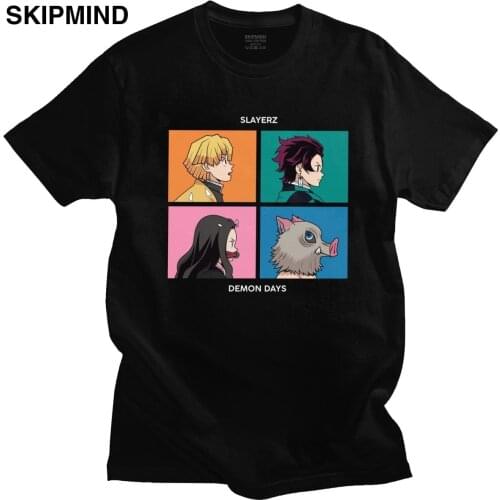 Anime Manga Inosuke Hashibira T Shirt Men Short Sleeves Cotton Kimetsu no Yaiba T-shirt Demon Slayer Tanjiro Kamado Nezuko Tee
