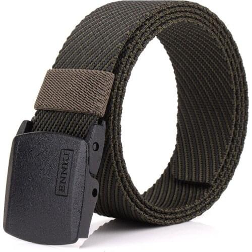 Outdoor belt men and women metal-free youth canvas belt fitness tactics smooth buckle nylon belt