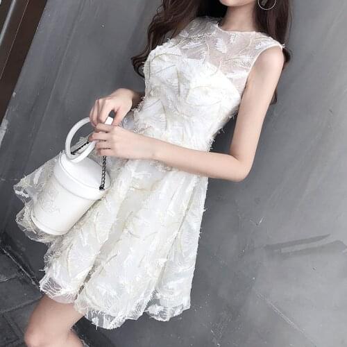 Gauze White New Embroidery money greatly new stereo feathers heavy embroidery party in party dress