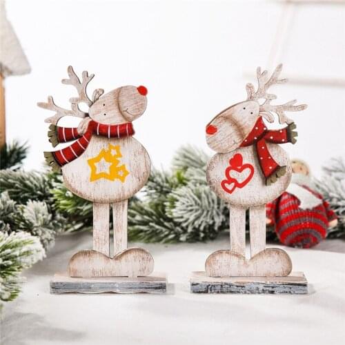 2022 New Year Gifts Natural Xmas Elk Wood Craft Navidad Ornament Noel Christmas Tree Decoration for Home Wooden Pendant Party