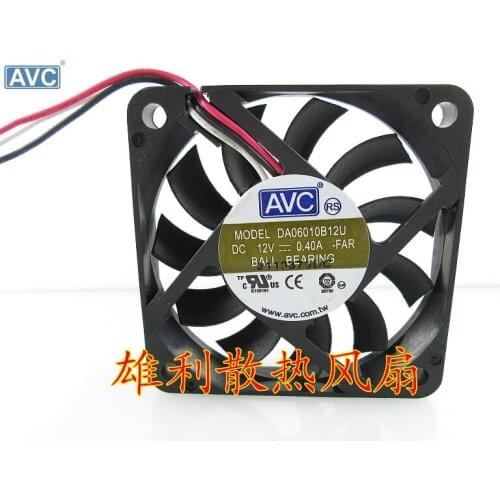 Wholesale Original For AVC DA06010B12U DC 12V 0.40A 6CM 6010 3 wire dual ball bearing cooling fan