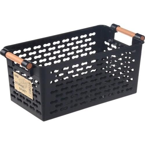 Plastic Desktop Storage Basket Rectangular Bathroom Portable Storage Box Bath Basket Kitchen Debris Multi-Purpose Baskets Black