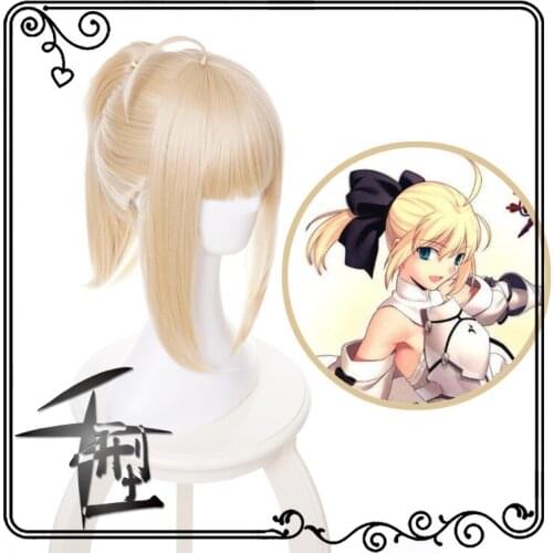 Fate/stay night Arturia Pendragon Saber Wig Blonde Styled Updo Cosplay Full Wigs+ Wig Cap