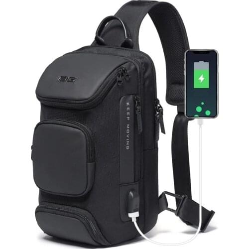 Crossbody Bag Multifunction Men Sling Bags Short Trip Chest Bag Anti-theft Waterproof Shoulder Bags with USB Charging Port