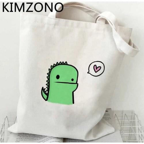 Dinosaur shopping bag recycle bag eco canvas shopping cotton tote bag sac cabas shoping string grab