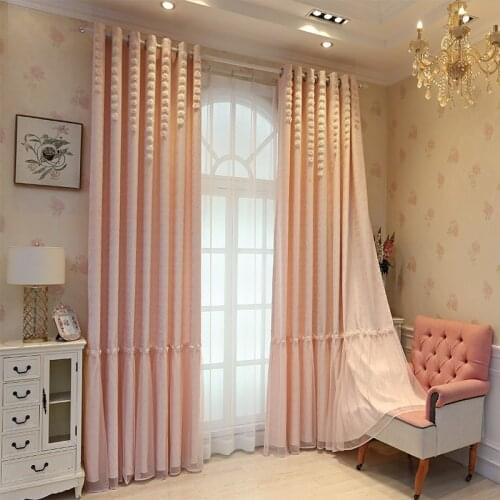 Ins Korean Style Simple Girl Heart Princess Wind Curtain Bedroom Bay Window Living Room Blackout Curtain