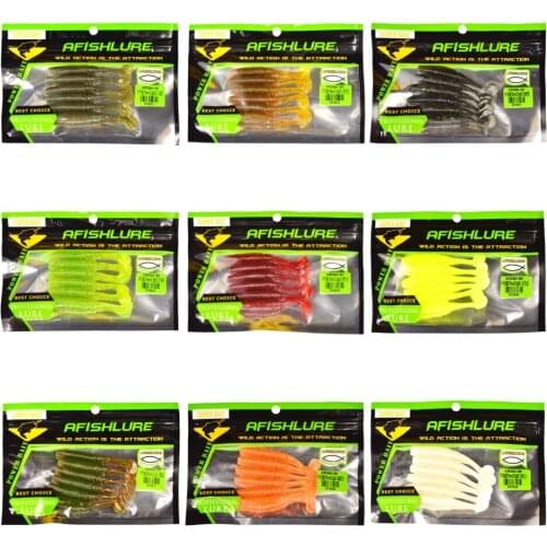 T Tail Soft Worm 75mm 3.2g 54pcs Isca Pesca T tail Protein Grub lure fishing Worm Moggot Grub Lure Baits Artificial baits