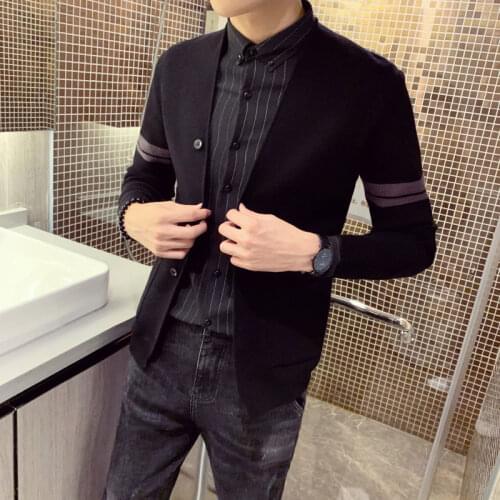 Top Grade New Autum Winter Brand Fashion Knitted Men Cardigan Sweater Black Korean Casual Coats Jacket Mens Clothing 2021 D113