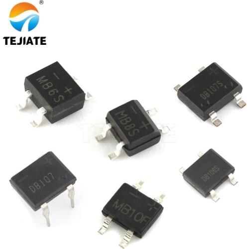 MB6S MB8S MB10F DB107S DB106S Rectifier Bridge Single Phase Bridge Rectifier 0.5A1000V Bridge Reactor SOP4 DIP-4