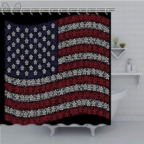 Flower Petal Of An American Flag Bathroom Curtains Waterproof Polyester Fabric Bath Shower Curtain Bathing Cover Shower Sets