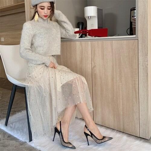 2021 summer new stiletto heel large size small size crystal pointed wedding shoes rhinestone sexy banquet dress female sandals