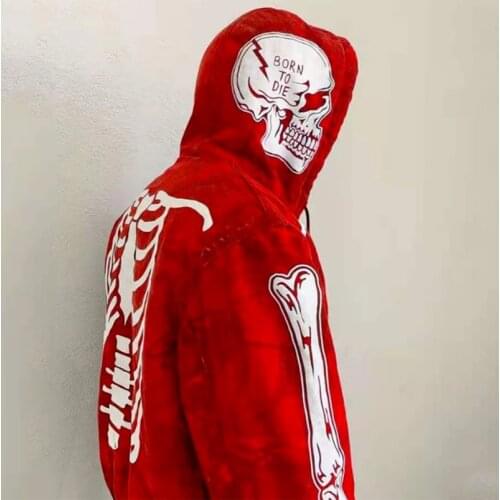 2021 Hot Sale Goth Women and Man Hoodies Halloween Skull Printing Long Sleeve Streetwear Sweatshirts Zip Up Hoodie Harajuku