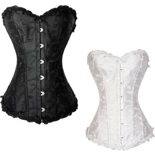 Women Fashion Sexy Jacquard Satin Waist Trainer And Bustiers Lingerie Underwear Corsets Shapewear Corselet