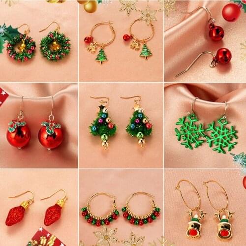 Cartoon Animal Deer Stud Snowman Bell Earrings Girls Women Stainless Steel Christmas Gift Jewelry