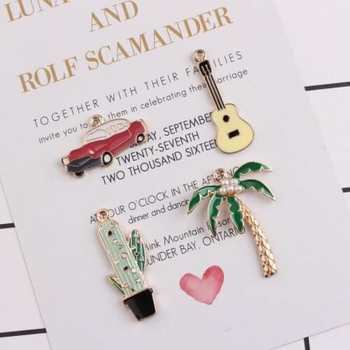 10pcs High Quality Fashion Enamels Charms Gift Guitar/Car Alloy Pendant Making Bracelet Necklace Jewelry Accessories DIY Craf